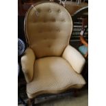 A 19th century French mahogany spoonback armchair