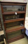 A Globe Wernicke style mahogany four tier bookcase, width 86cm, depth 30cm, height 157cm