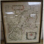 Richard Blome, coloured engraving, Map of Gloucestershire, 37 x 32cm