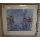 Barbara Dorf (b.1933), watercolour, Gondolas, Venice, signed and dated, 31 x 36cm