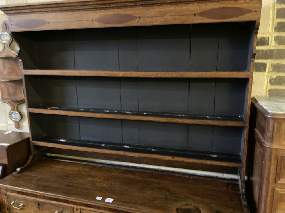 A George III oak dresser, width 155cm, depth 46cm, height 205cm - Image 3 of 5