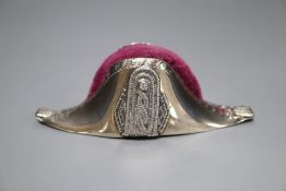 An Edwardian novelty silver pin cushion, modelled as a Napoleon hat, S. Blanckensee & Son,