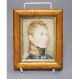 An oil on ivory miniature of an army officer, width 9cm height 11cm
