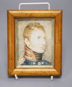 An oil on ivory miniature of an army officer, width 9cm height 11cm