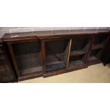 A Victorian rosewood breakfront open bookcase, width 264cm, depth 40cm, height 107cm