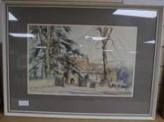 David Green (1935-2013), watercolour, St James's Church, Biddenham, Bedfordshire, signed and dated