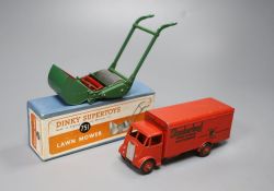 A Dinky Toys Guy Van, Slumberland, model 514, unboxed and a Dinky Supertoys Lawn Mower, model 751,