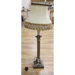A brass corinthian column table lamp, height 65cm excl. shade