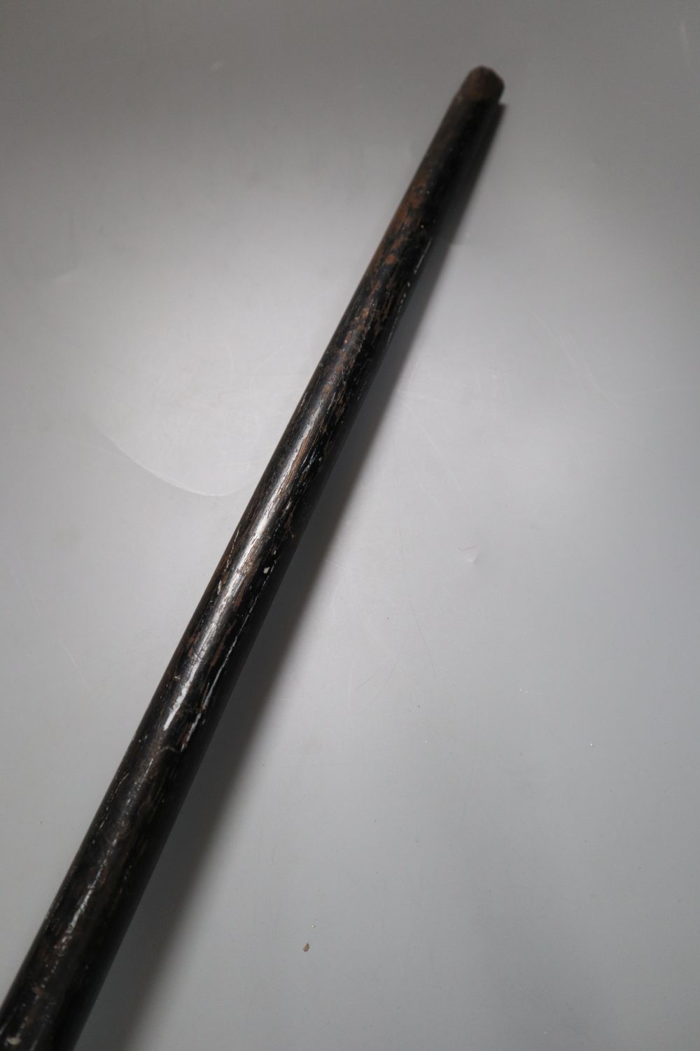 A silver mounted ebony walking cane with rhinoceros horn handle, 79cm - Image 4 of 4