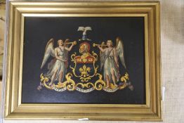 A painted coat of arms 'Vaitas Societatis Stabilit....'