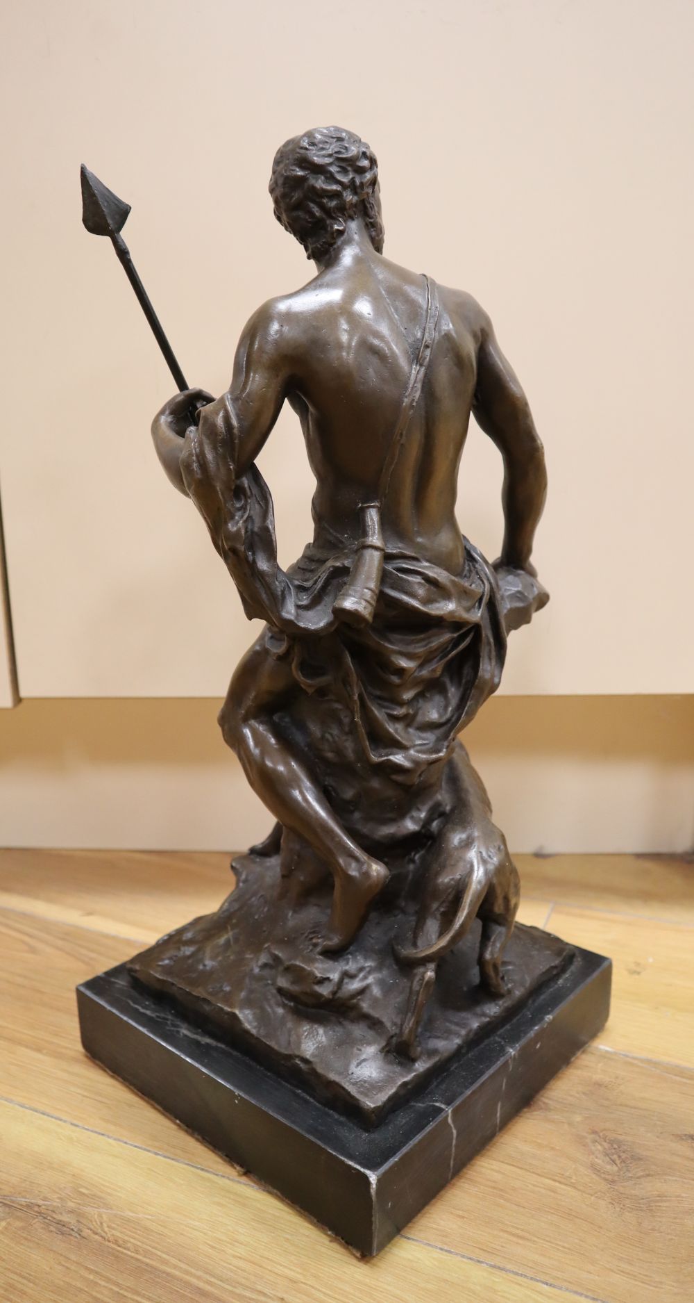 After Isidore Jules Bonheur. A bronze model of a male seated with a dog, height 47cm - Image 3 of 3