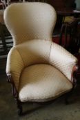 A 19th century French mahogany spoonback armchair