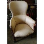 A 19th century French mahogany spoonback armchair