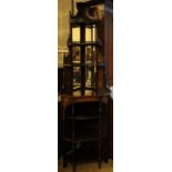 A late Victorian inlaid rosewood mirrored standing corner cabinet, width 66cm, depth 44cm, height