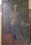 Dneprov (Russian School), oil on canvas, Stalin in cabinet 1966, 40 x 30cm, unframed