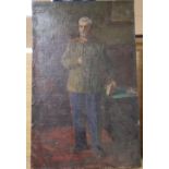 Dneprov (Russian School), oil on canvas, Stalin in cabinet 1966, 40 x 30cm, unframed