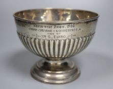 An Edwardian demi-fluted silver rose bowl, with engraved inscription, William Henry Sparrow,