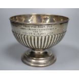 An Edwardian demi-fluted silver rose bowl, with engraved inscription, William Henry Sparrow,