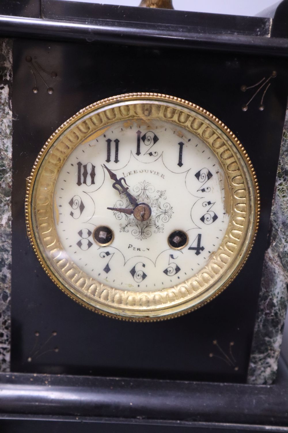 A 19th century black slate clock garniture - Image 2 of 7