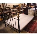 A Victorian style metal and brass double bed frame, width 140cm