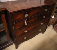 A Regency mahogany chest of five drawers, width 108cm, depth 49cm, height 105cm