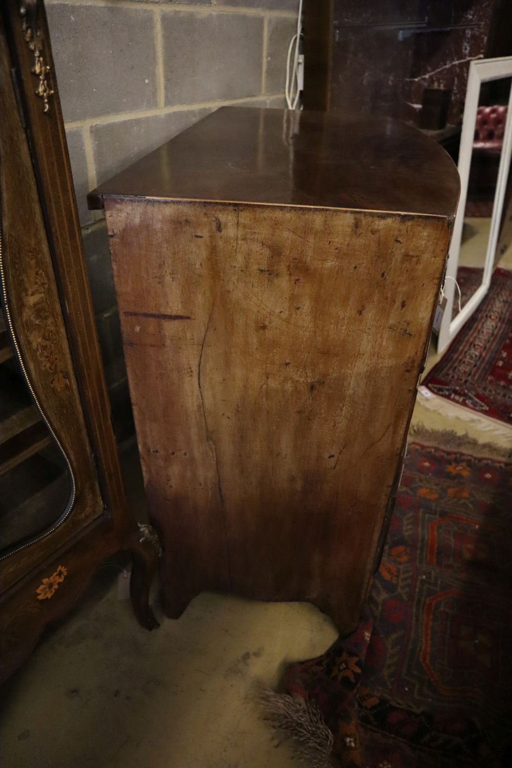 A Regency mahogany three drawer bowfront chest, width 91cm, depth 50cm, height 90cm - Image 3 of 3