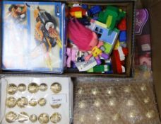 A collection of Britains Deetail plastic figures, Lego and sundry militaria, including buttons