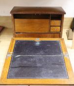 An oak fall-front portable desk