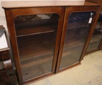 A Victorian mahogany two door bookcase, width 115cm, depth 30cm, height 104cm