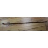 A bamboo sword stick, c.1900, length 89cm