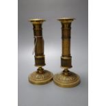 A pair of 19th century ormolu candlesticks, height 18cm