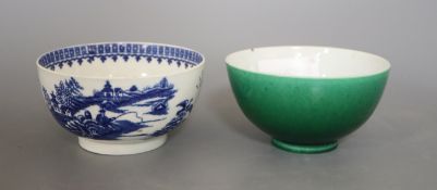 Two Chinese tea bowls, blue and white bowl diameter 12cmCONDITION: The blue and white piece has a