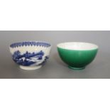 Two Chinese tea bowls, blue and white bowl diameter 12cmCONDITION: The blue and white piece has a