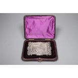 A 19th century white metal card case, the front and back embossed with Ganymede & the Eagle and