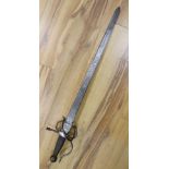 A Spanish Toledo short sword, with etched 58cm double-edged blade