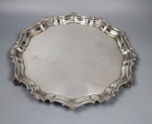 A late 1950's silver salver, Suckling Ltd Birmingham, 1959, 30.3cm, 26oz.