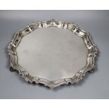 A late 1950's silver salver, Suckling Ltd Birmingham, 1959, 30.3cm, 26oz.