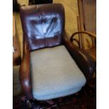 A Victorian armchair, new upholstery to sides and back, width 72cm, height 74cm