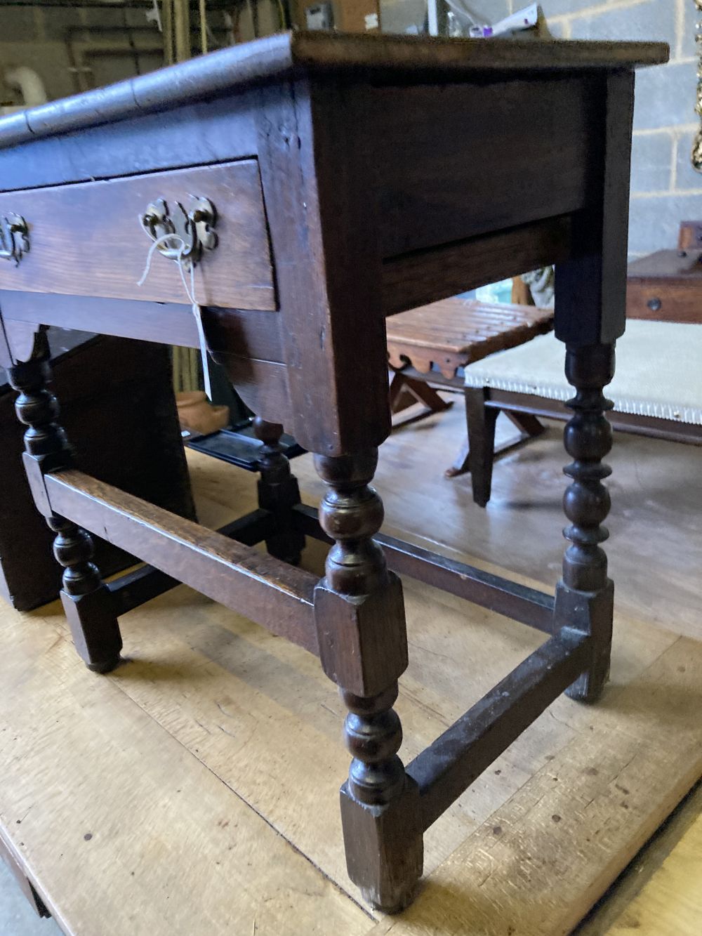 An 18th century and later oak side table, width 66cm, depth 47cm, height 71cm - Image 4 of 4