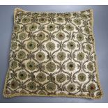 A 19th century silk and metal brocade cushion, 34cm