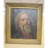 English School c.1900, oil on canvas, Portrait of a bearded man, 35 x 30cm