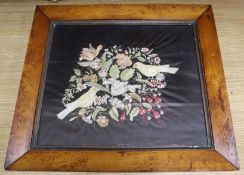 A Victorian coloured thread embroidery, in maple frame, 39 x 44cm