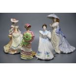 Four Royal Doulton / Coalport porcelain figures of elegant ladies