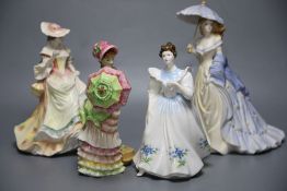 Four Royal Doulton / Coalport porcelain figures of elegant ladies