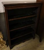 An Edwardian satinwood banded mahogany open dwarf bookcase, width 82cm depth 29cm height 114cm