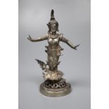 A small Burmese white metal figural table decoration, 9cm, 88 grams.