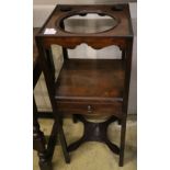 A George III mahogany washstand, width 34cm depth 34cm height 82cm