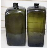 Two green glass carboys