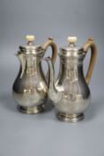 A George V silver cafe au lait pair by S.J. Phillips Ltd, London 1913, 20.5cm, gross 33oz.CONDITION: