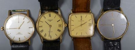 A gentleman's 18ct gold Baume & Mercier manual wind dress wrist watch, gross 31.3 grams and three